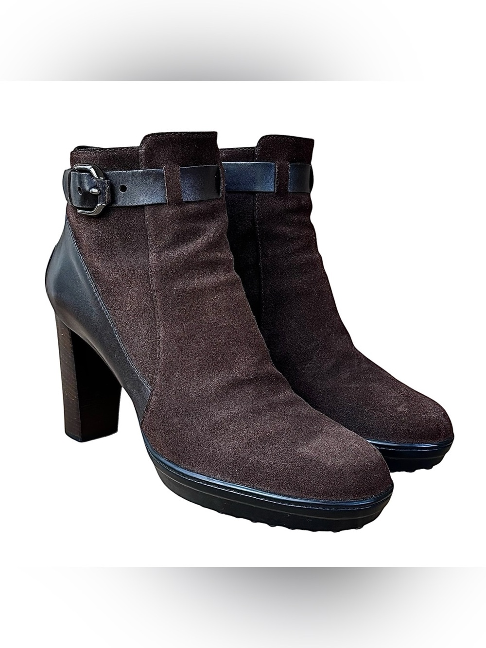 TOD’s Brown Suede & Leather Boots w/ Buckles